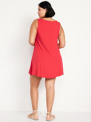 Vestido sin Mangas Cuello Alto