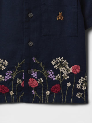 Camisa Manga Corta con Bordado Floral