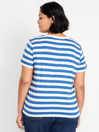 Camiseta Cuello Redondo con Estampado de Rayas