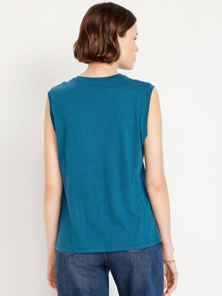 Camiseta sin Mangas Cuello Redondo