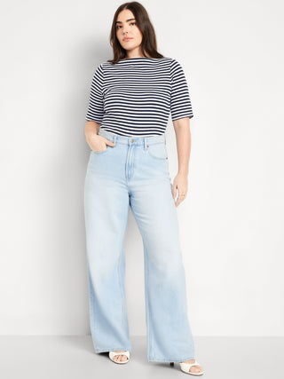 Jeans Holgados Talle Alto con Bolsillos