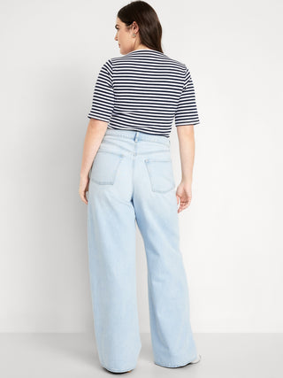 Jeans Holgados Talle Alto con Bolsillos