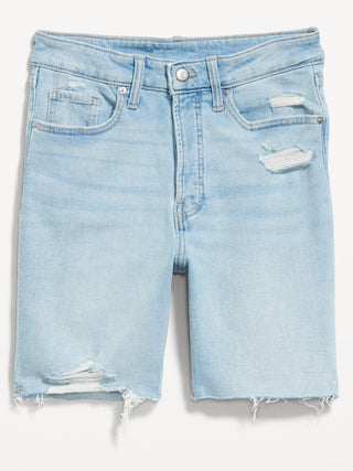 Short Denim Talle Alto con Desgastados