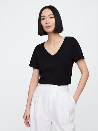 Camiseta Manga Corta Cuello V de Algodón