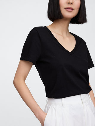 Camiseta Manga Corta Cuello V de Algodón