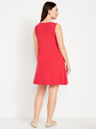 Vestido sin Mangas Cuello Alto