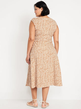 Vestido Midi Cuello Redondo de Algodón