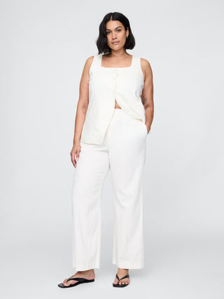 High-Waisted Ankle-Length Trousers with Pockets