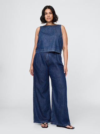 Jeans Talle Alto con Detalle Plisado