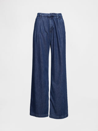 Jeans Talle Alto con Detalle Plisado