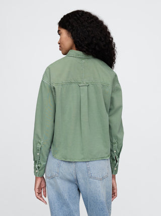 Camisa Denim Corte Crop