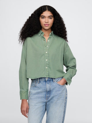 Camisa Denim Corte Crop