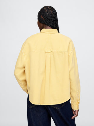 Camisa Denim Corte Crop