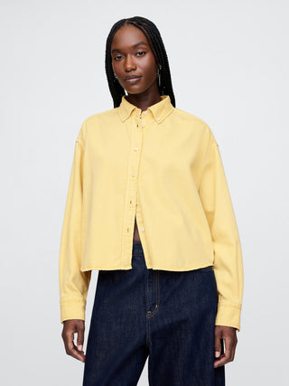 Camisa Denim Corte Crop