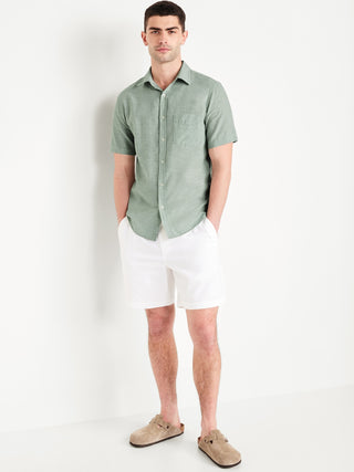 Camisa Manga Corta con Bolsillo de Lino