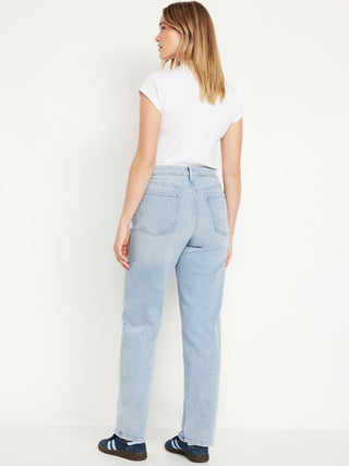 Jeans Holgados Talle Alto con Bolsillos