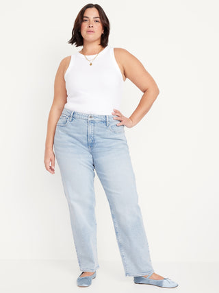 Jeans Holgados Talle Alto con Bolsillos