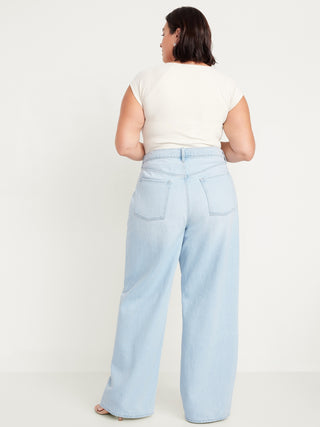 Jeans Holgados Talle Alto con Bolsillos