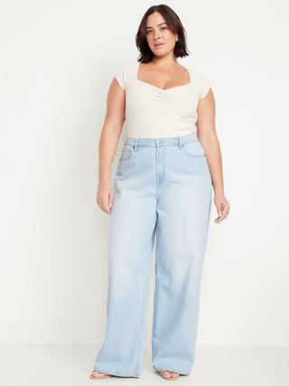 Jeans Holgados Talle Alto con Bolsillos