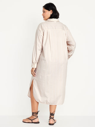 Vestido Camisero con Estampado de Rayas
