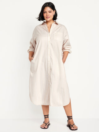 Vestido Camisero con Estampado de Rayas