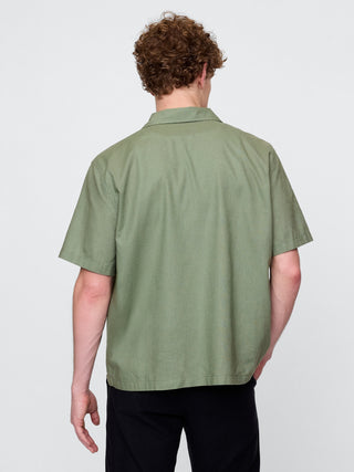 Camisa Manga Corta con Bolsillo de Lino