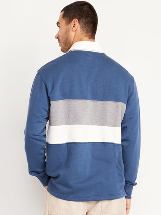 Sudadera Cuello Polo con Estampado Rayas