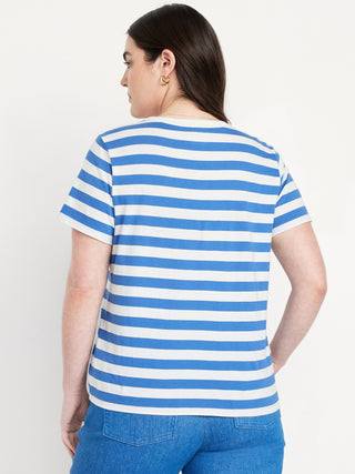 Camiseta Cuello Redondo con Estampado de Rayas