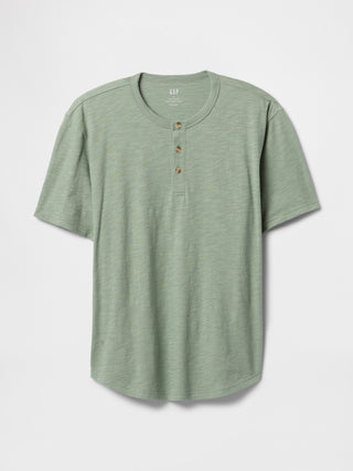 Camiseta henley holgada con bajo redondeado de Lived-In.