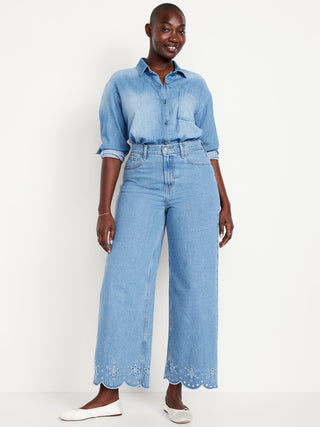Jeans Wide Leg Talle Alto con Bolsillos