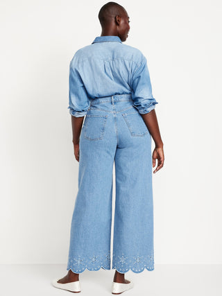 Jeans Wide Leg Talle Alto con Bolsillos