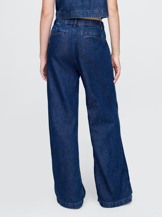Jeans Talle Alto con Detalle Plisado