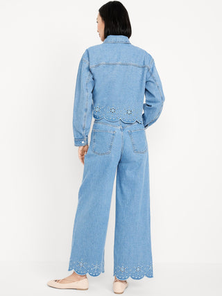 Jeans Wide Leg Talle Alto con Bolsillos