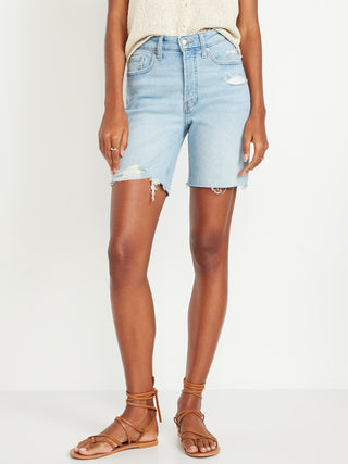 Short Denim Talle Alto con Desgastados