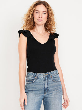 Camiseta sin Mangas con Detalle de Volantes