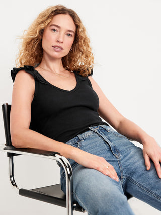 Camiseta sin Mangas con Detalle de Volantes