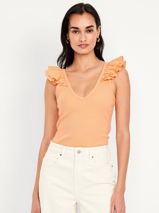 Camiseta sin Mangas con Detalle de Volantes
