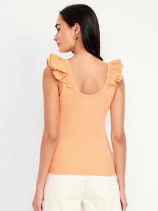 Camiseta sin Mangas con Detalle de Volantes