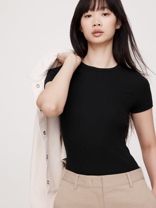 Camiseta Manga Corta con Tejido Canalé