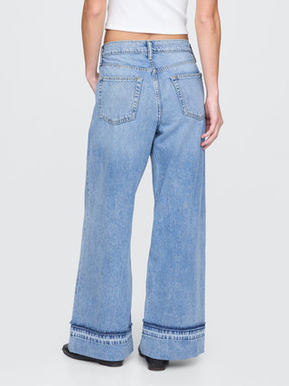 Jeans Anchos Talle Medio con Bolsillos