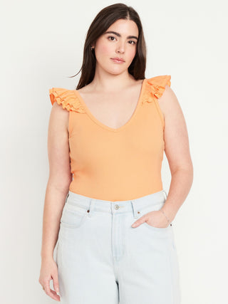 Camiseta sin Mangas con Detalle de Volantes