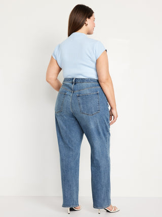 Jeans Holgados Talle Medio con Bolsillos