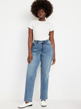 Jeans Holgados Talle Medio con Bolsillos