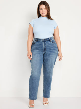 Jeans Holgados Talle Medio con Bolsillos