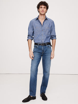 Jeans Rectos Talle Medio con Bolsillos