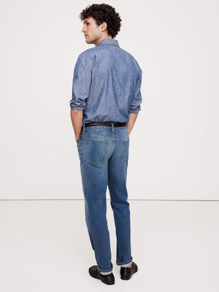 Jeans Rectos Talle Medio con Bolsillos