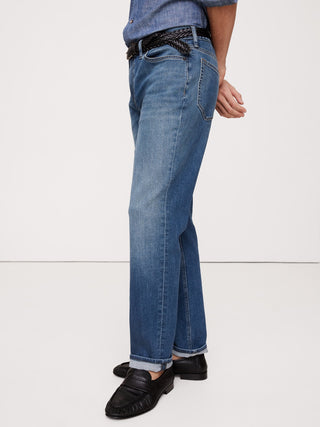 Jeans Rectos Talle Medio con Bolsillos