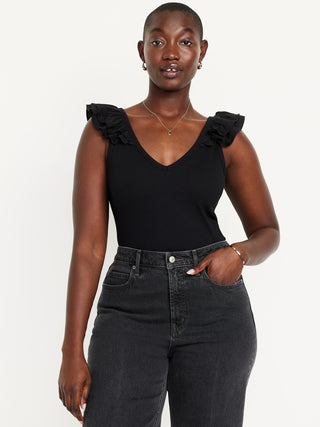 Camiseta sin Mangas con Detalle de Volantes