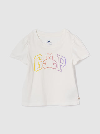 Camiseta Manga Corta con Vuelo y Logo, Bebé
