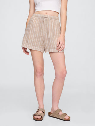 Shorts sin cordones en mezcla de lino de talle medio de 4".